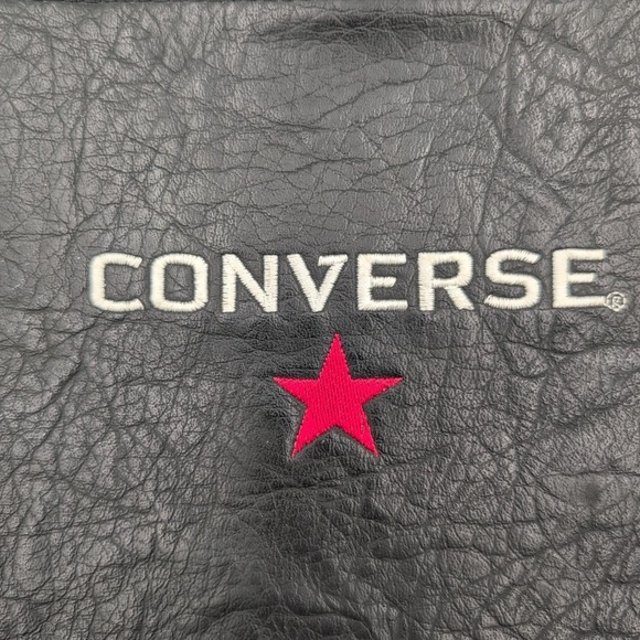 Converse Shoulder PC Bag Faux Soft Leather Clutch Black - Rare Vintage - Picture 9 of 11